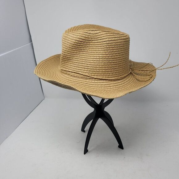 Anthropologies Wide-Brimmed Natural Straw Coastal Cowgirl Sun Hat Cowboy Tan Bow main image 6